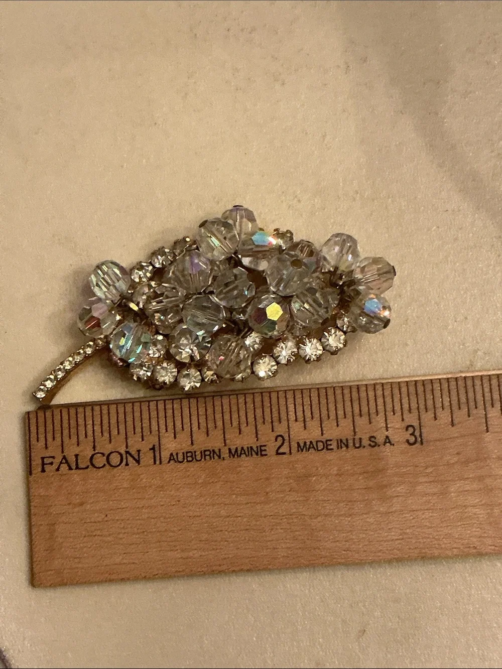 VTG Juliana AB Crystal Rhinestone Cha Cha Leaf Brooch Clip Earring Set Verified
